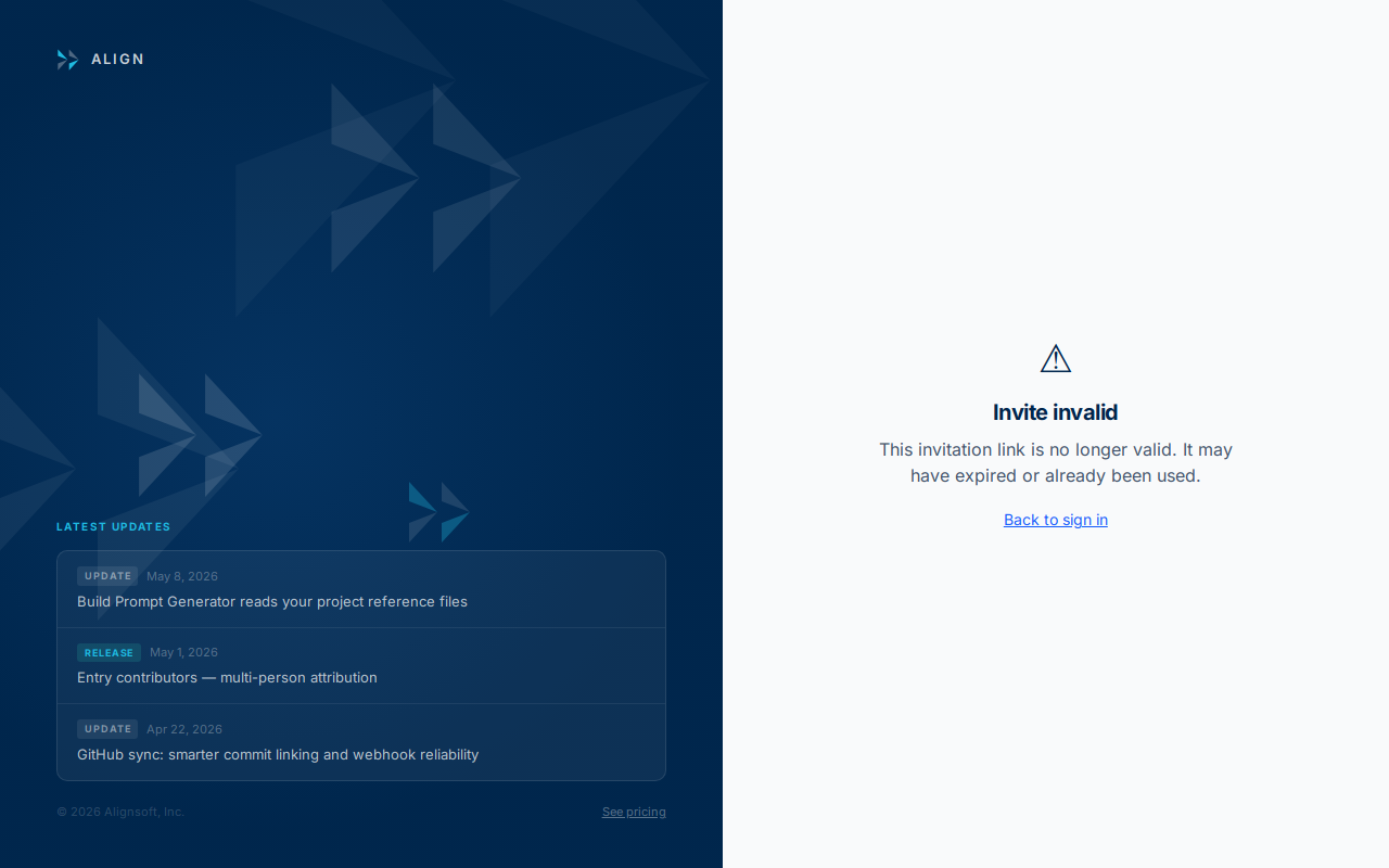 Invitation acceptance page